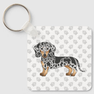 Black And Tan Dapple Short Hair Dachshund Cute Dog Schlüsselanhänger
