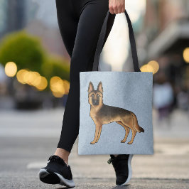 Black and Tan German Shepherd Cartoon Dog Blue Tasche