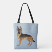 Black and Tan German Shepherd Cartoon Dog Blue Tasche (Rückseite)
