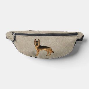 Black and Tan German Shepherd Cartoon Dog Brown Bauchtasche