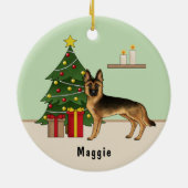 Black and Tan German Shepherd Dog Weihnachtsbaum Keramik Ornament (Hinten)