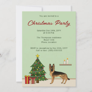 Black and Tan German Shepherd Weihnachtsfest Party Einladung