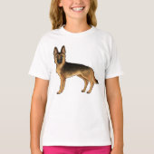 Black and Tan German Shepherds Fun Cartoon Zeichne T-Shirt (Vorderseite)