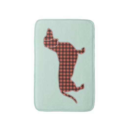 Black and Tan Gingham Dachshund Mint Green Badematte (Vorderseite Vertikal)
