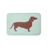 Black and Tan Gingham Dachshund Mint Green Badematte (Vorderseite)