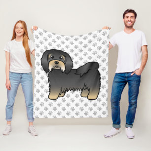 Black and Tan Havanese Niedlich Cartoon Dog Fleecedecke