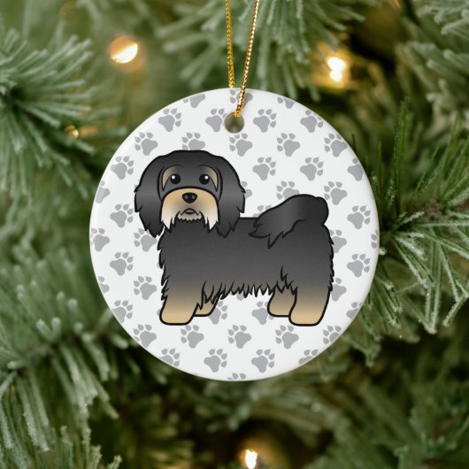 Black and Tan Havanese Niedlich Cartoon Dog Keramik Ornament (Baum)