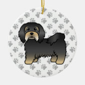 Black and Tan Havanese Niedlich Cartoon Dog Keramik Ornament (Vorne)