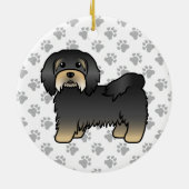 Black and Tan Havanese Niedlich Cartoon Dog Keramik Ornament (Hinten)