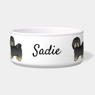 Black and Tan Havanese Niedlich Cartoon Dog & Name Napf
