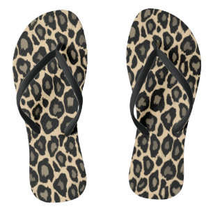 Black and Tan Leopard Print Badesandalen