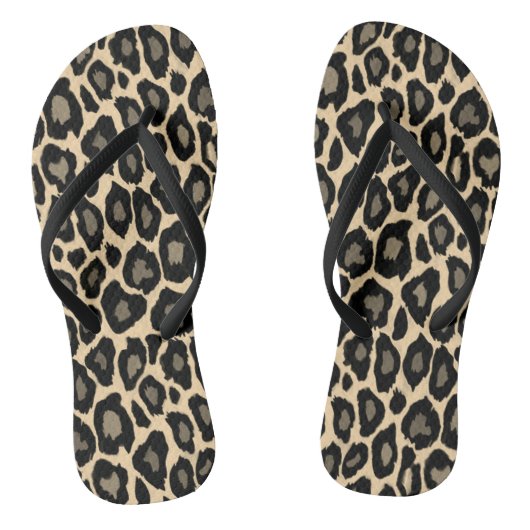 Black and Tan Leopard Print Badesandalen (Fußbett)