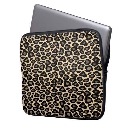 Black and Tan Leopard Print Laptopschutzhülle (Vorderseite Links)