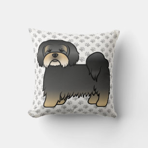 Black and Tan Lhasa Apso Niedlicher Cartoon Dog & Kissen