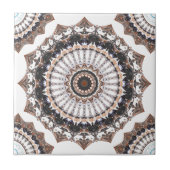 Black and Tan Mandala Pattern Fliese (Vorderseite)