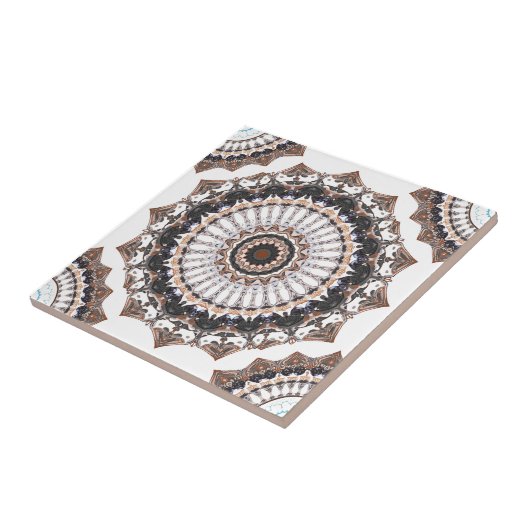 Black and Tan Mandala Pattern Fliese (Seite)