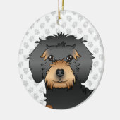 Black and Tan Mini Goldendoodle Cartoon Dog Keramik Ornament (Links)