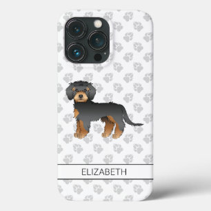 Black and Tan Mini Goldendoodle Cartoon Dog & Name Case-Mate iPhone Hülle