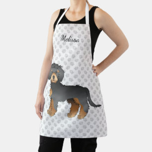Black and Tan Mini Goldendoodle Cartoon Dog & Name Schürze