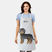 Black and Tan Mini Goldendoodle Cartoon Dog & Name Schürze (Getragen)