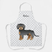 Black and Tan Mini Goldendoodle Cartoon Dog & Name Schürze (Vorderseite)