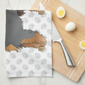 Black and Tan Mini Goldendoodle Cartoon Dog & Paws Geschirrtuch (Viertel Falte)