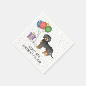 Black and Tan Mini Goldendoodle Niedlicher Hund Ge Serviette (Ecke)