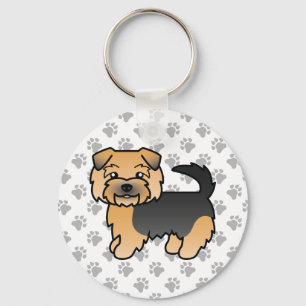 Black and Tan Norfolk Terrier Cartoon Dog & Paws Schlüsselanhänger