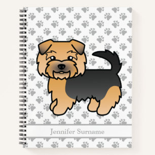 Black and Tan Norfolk Terrier Cartoon Dog & Text Notizblock