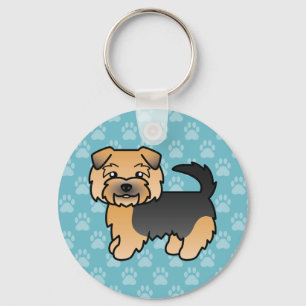 Black and Tan Norfolk Terrier Cartoon Hund Zeichne Schlüsselanhänger