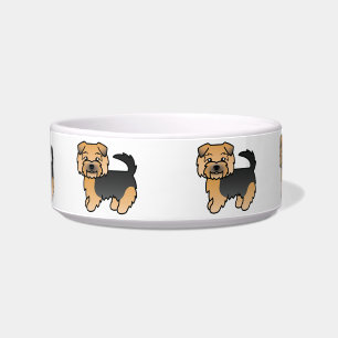 Black and Tan Norfolk Terrier Niedliche Cartoon Hu Napf