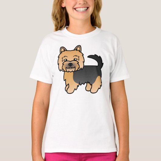 Black and Tan Norwich Terrier Niedlicher Cartoon D T-Shirt (Vorderseite)