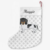 Black and Tan Piebald Kurz Hair Dackel & Name Kleiner Weihnachtsstrumpf (Rückseite)