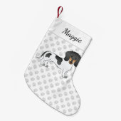 Black and Tan Piebald Kurz Hair Dackel & Name Kleiner Weihnachtsstrumpf (Vorderansicht (hängend))