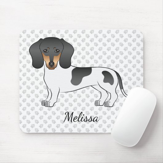 Black and Tan Piebald Kurz Hair Dackel & Name Mousepad (Mit Mouse)