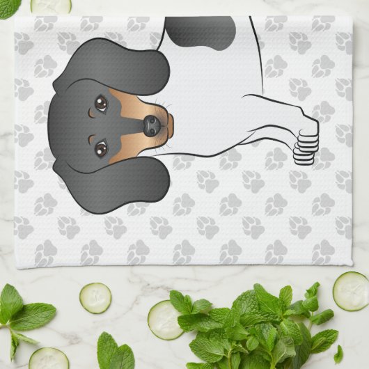 Black and Tan Piebald Kurz Hair Dackel & Paws Geschirrtuch (Gefaltet)
