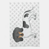 Black and Tan Piebald Kurz Hair Dackel & Paws Geschirrtuch (Vertikal)