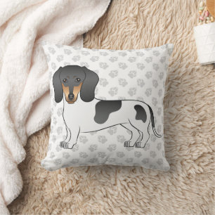 Black and Tan Piebald Kurz Hair Dackel & Paws Kissen