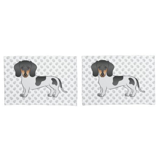 Black and Tan Piebald Kurz Hair Dackel & Paws Kissenbezug (Vorderseite-Set)