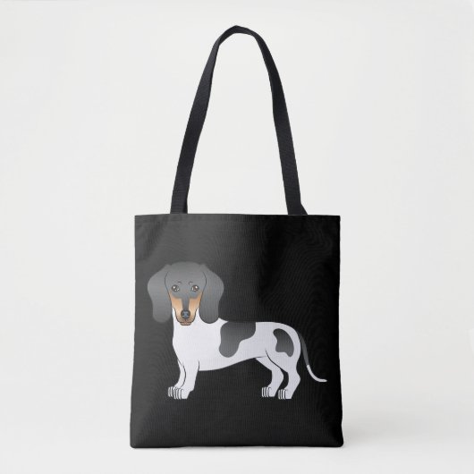 Black and Tan Piebald Kurz Hair Dackel - Schwarz Tasche (Vorderseite)