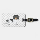 Black and Tan Piebald Kurz Hair Dackel & Text Gepäckanhänger (Vorderseite horizontal)
