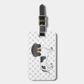 Black and Tan Piebald Kurz Hair Dackel & Text Gepäckanhänger (Vorderseite vertikal)