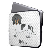 Black and Tan Piebald Kurz Hair Dackel & Text Laptopschutzhülle (Vorderseite Links)