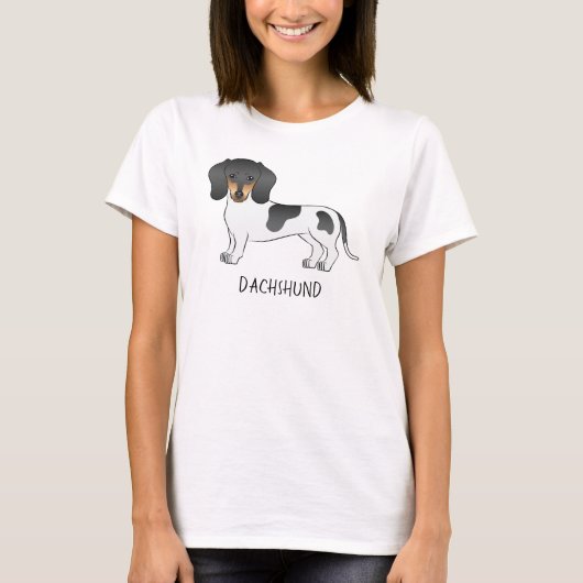 Black and Tan Piebald Kurz Hair Dackel & Text T-Shirt (Vorderseite)