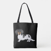 Black and Tan Piebald Long Hair Dackel auf Schwarz Tasche (Rückseite)