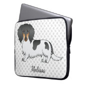 Black and Tan Piebald Long Hair Dackel & Name Laptopschutzhülle (Vorderseite Links)