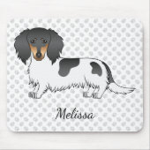 Black and Tan Piebald Long Hair Dackel & Name Mousepad (Vorne)