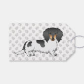 Black and Tan Piebald Long Hair Dackel & Paws Geschenkanhänger (Vorderseite (Horizontal))
