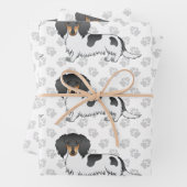 Black and Tan Piebald Long Hair Dackel & Paws Geschenkpapier Set (Beispiel)