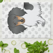 Black and Tan Piebald Long Hair Dackel & Paws Geschirrtuch (Gefaltet)